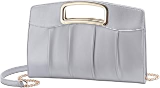 RAVUO Clutch Damen, Kleine Handtasche Umhängetasche Elegant Abendtasche Damen aus Pu-leder Mode Klatsch Tasche mit Kette für Hochzeit Freizeit Party