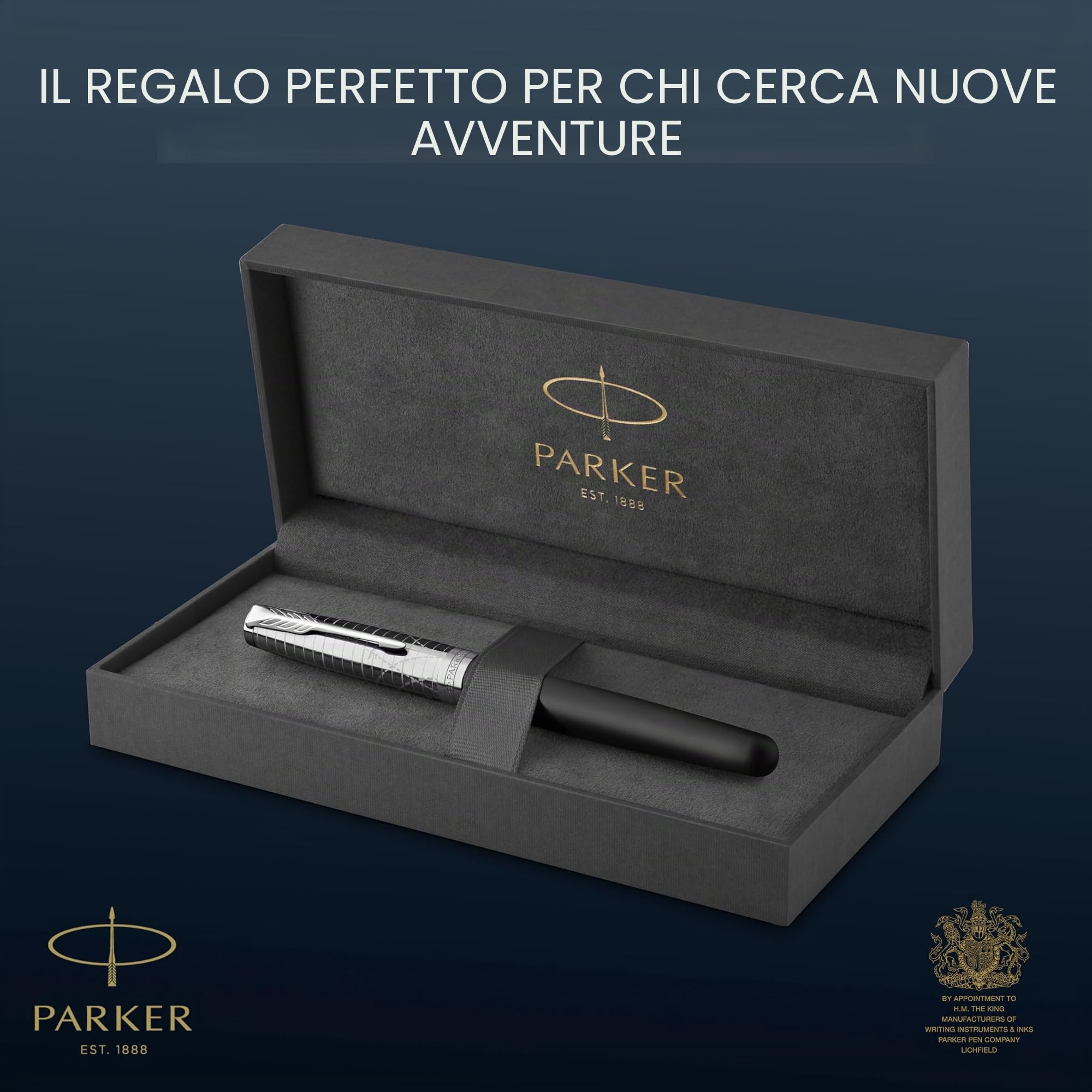 Parker Sonnet Penna Rollerball | Collezione Legacy of Flight | Rifiniture Cromate | Punta Fine | Inchiostro Nero | Confezione Regalo