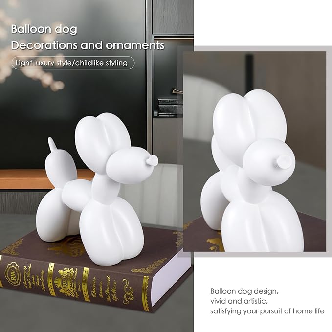Estatua Decorativa Perro Globo Blanca de Resina 22x8.5x18 cm miniatura 7