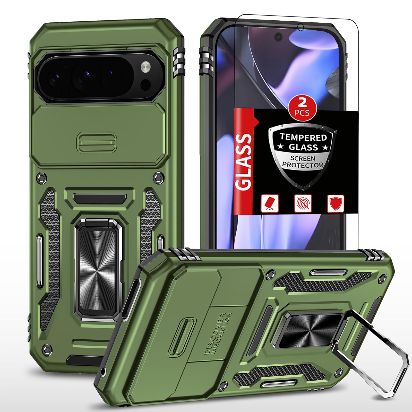 Protection Pixel 9 Pro XL coque rigide avec verre trempé écran et cache objectif mobile - 8