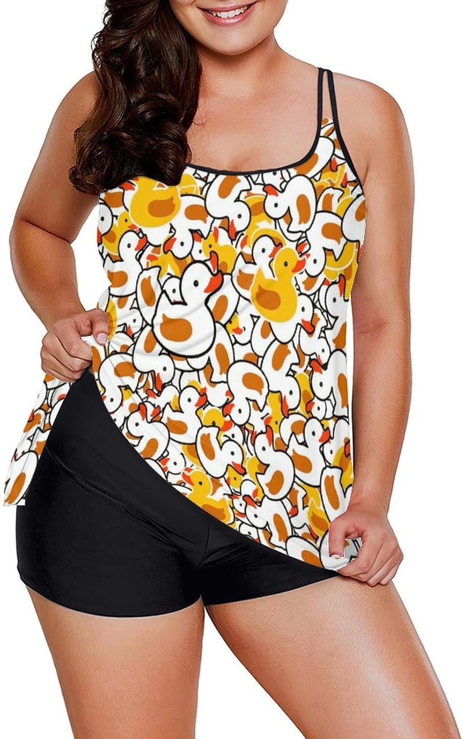 Loose Fit Tankini Swimsuits for Women, Tummy Control Tank Top with Shorts for Swimming Sports