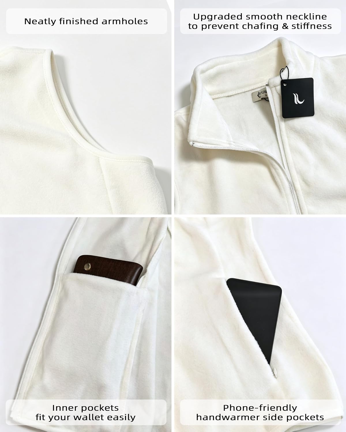 Fuinloth Women's Fleece Vest with Zip Pockets Sleeveless Lightweight image 5