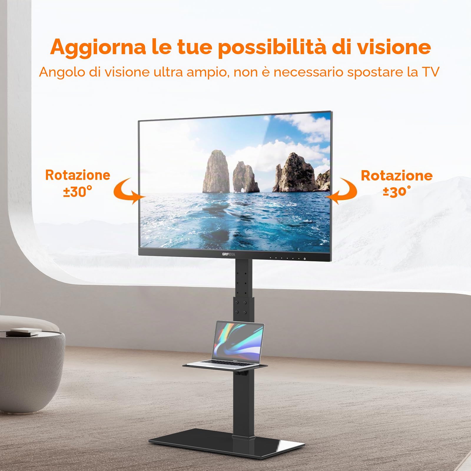 GRIFEMA Supporto TV da terra per TV fino a 85 pollici