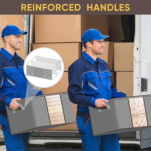 Miniatura 5 de BALEINE Paquete de 8 bolsas de almacenamiento de ropa, contenedores de almacenamiento de 24 galones con asa reforzada, cremallera resistente,