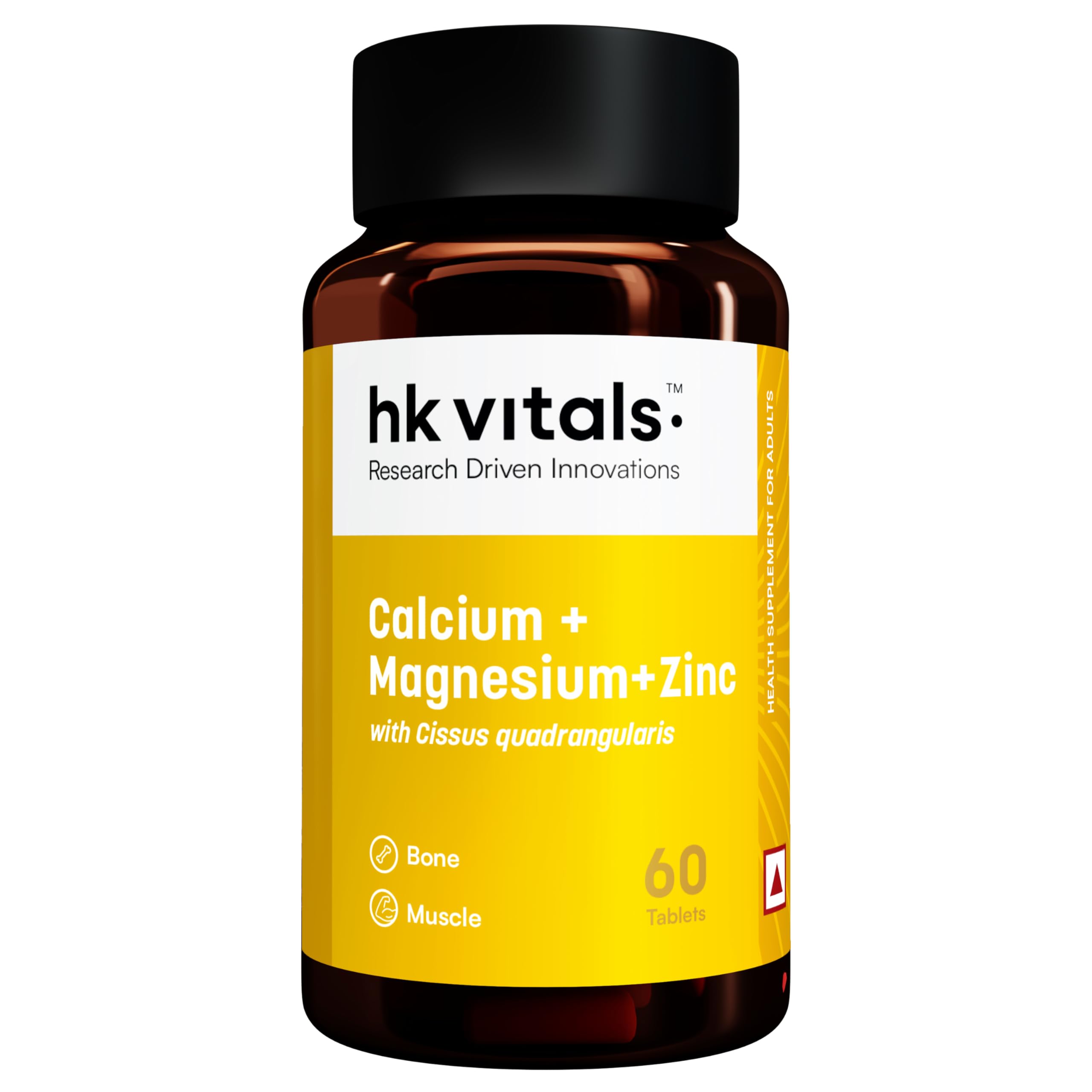 Calcium, Magnesium, Zinc Supplement Tablets for Adults by HK Vitals