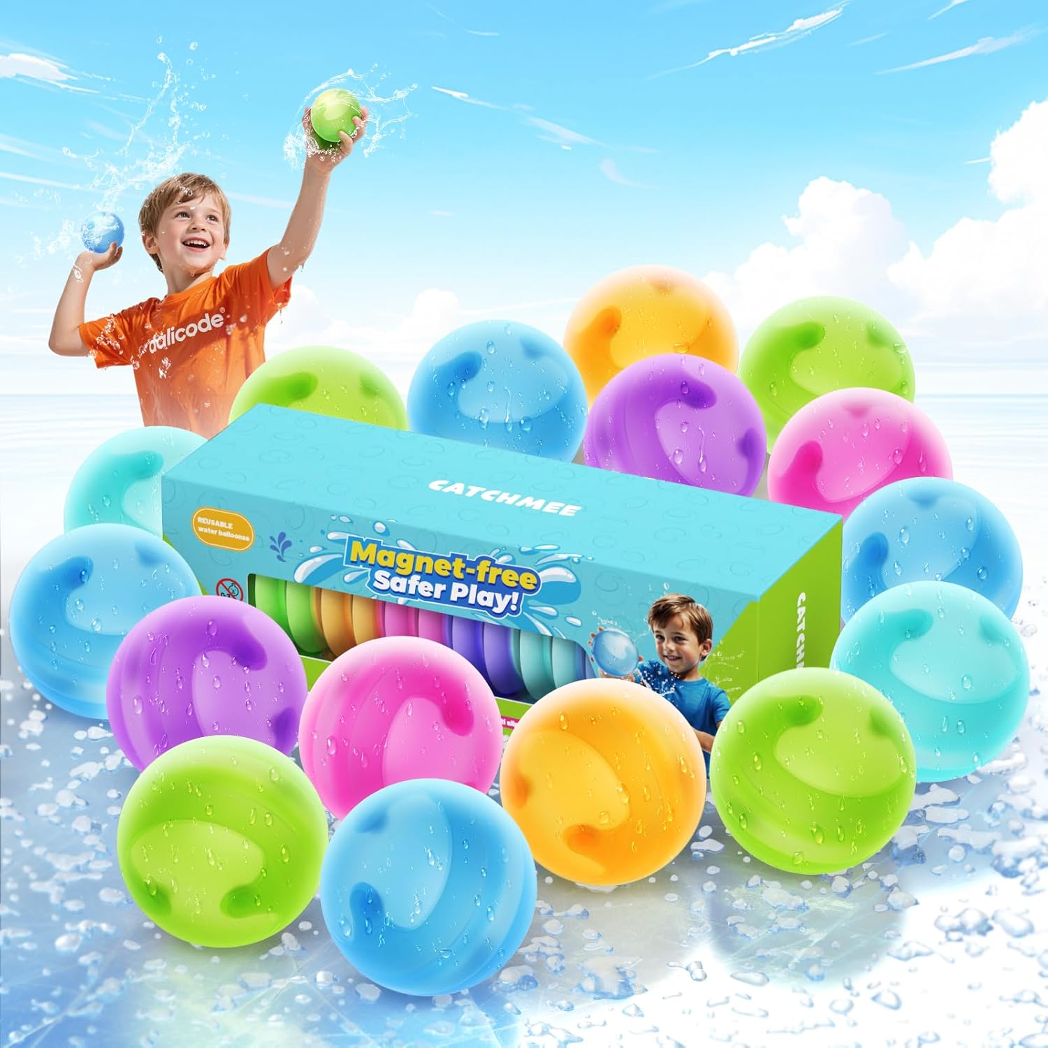 Reusable Water Balloons for Kids - No Magnets, Leak-Resistant Silicone Splash Balls, Quick-Fill & Long-Lasting - Durable Outdoor Water Toys for Summer Pool Party, Backyard Water Games