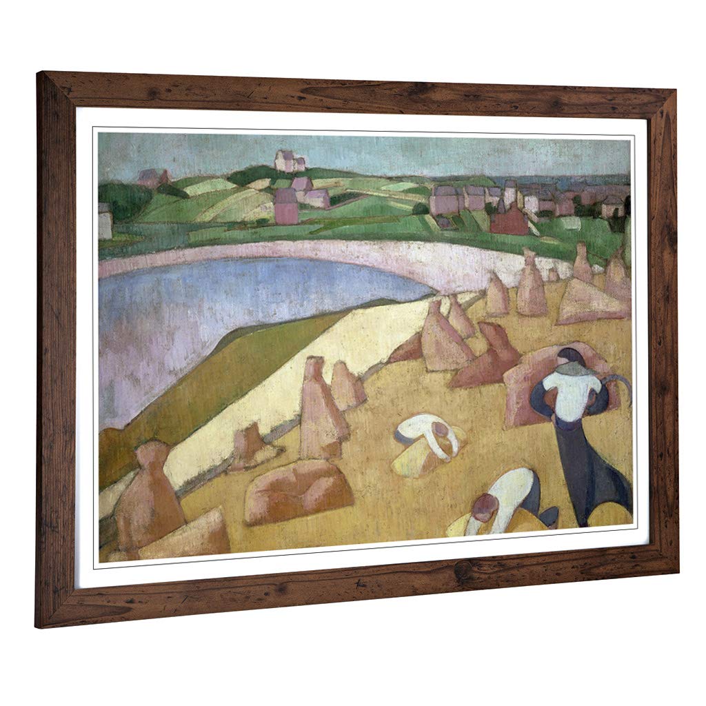 Big Box Art Framed Print of Emile Bernard Harvest by The Sea Design | Wall Art Picture | Home Decor for Kitchen, Living Room, Bedroom, Hallway, Walnut, A2 / 24.5x18 Inch / 62x45cm