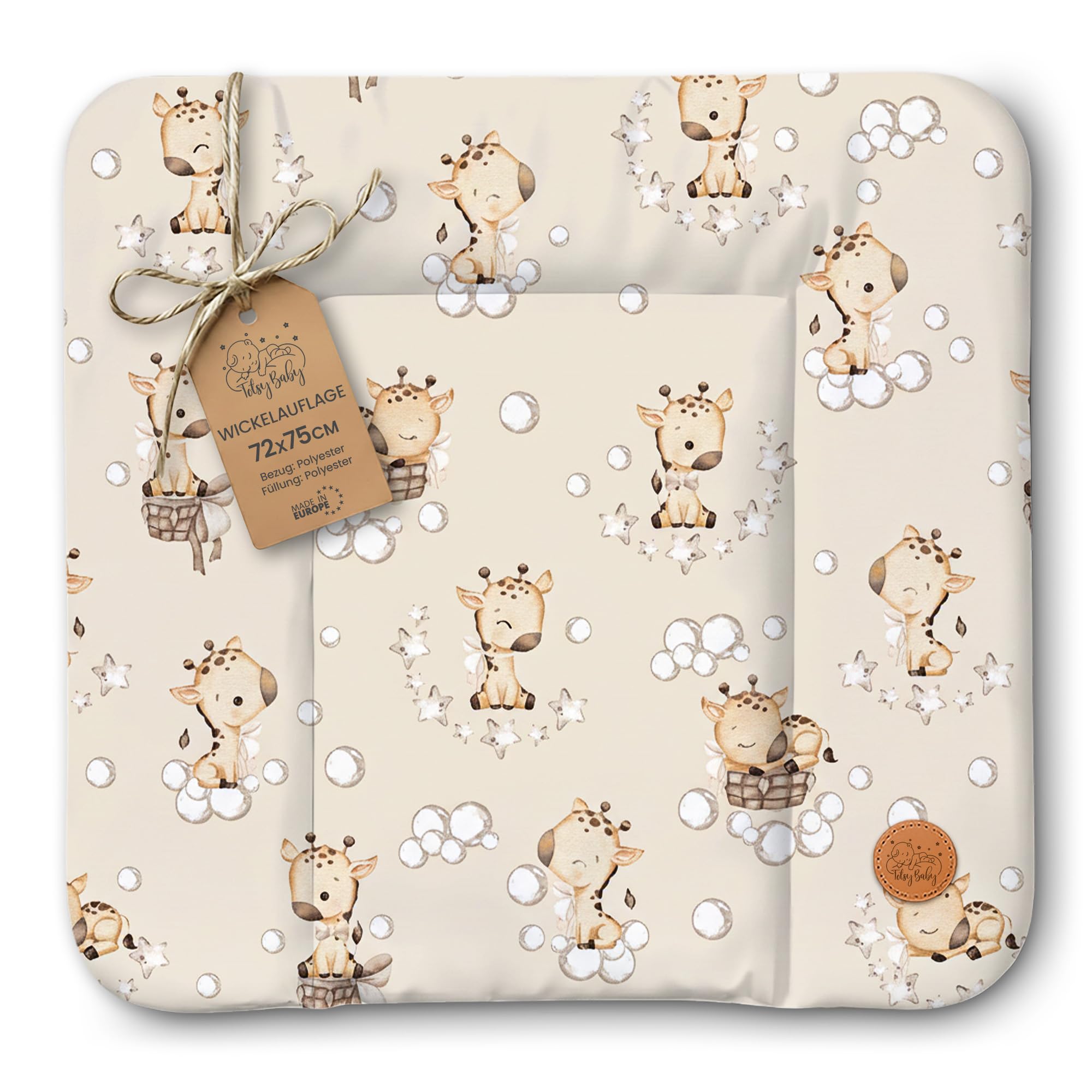 Changing pad wipeable and Waterproof 75x72 cm - Changing mat to Place on Changing Table, Changing top, Changing Dresser, or Washing Machine, Changing mat 75 x 72 Giraffe