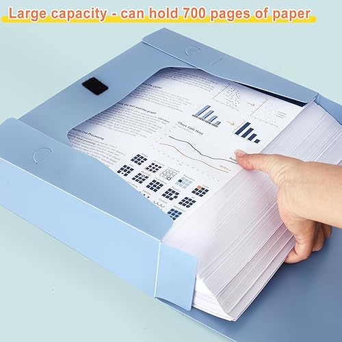 Miniatura 5 de Cajas de archivos de almacenamiento A4 de gran capacidad de plástico con tapa, 2.953 in de profundidad, caja de almacenamiento de documentos