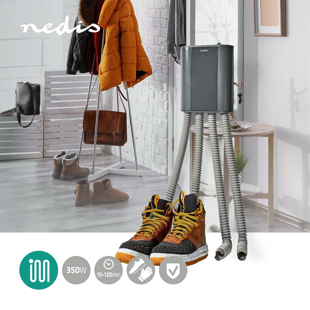 Nedis HTSH10GY Chauffe-chaussures | 350 W | 45 °C | Protection contre la surchauffe