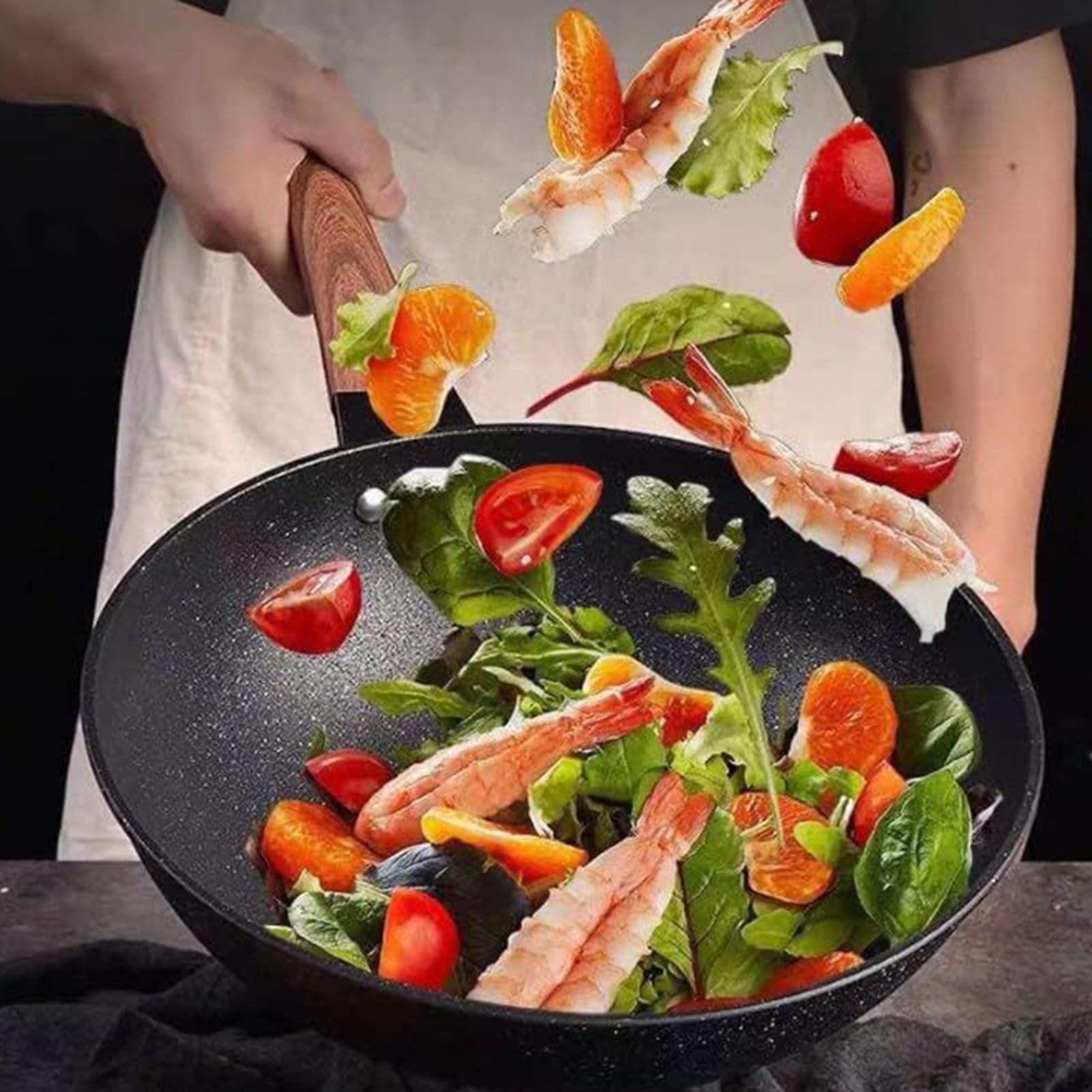 i I Patelnie Do Stir-Fry Nieprzywierające Patelnie Sauté Stir-Fry | Nieprzywierający Stir-Fry Z Parownikiem Do Pieczenia Naleśniki Akcesoria Kuchenne Rybny Kuchnia