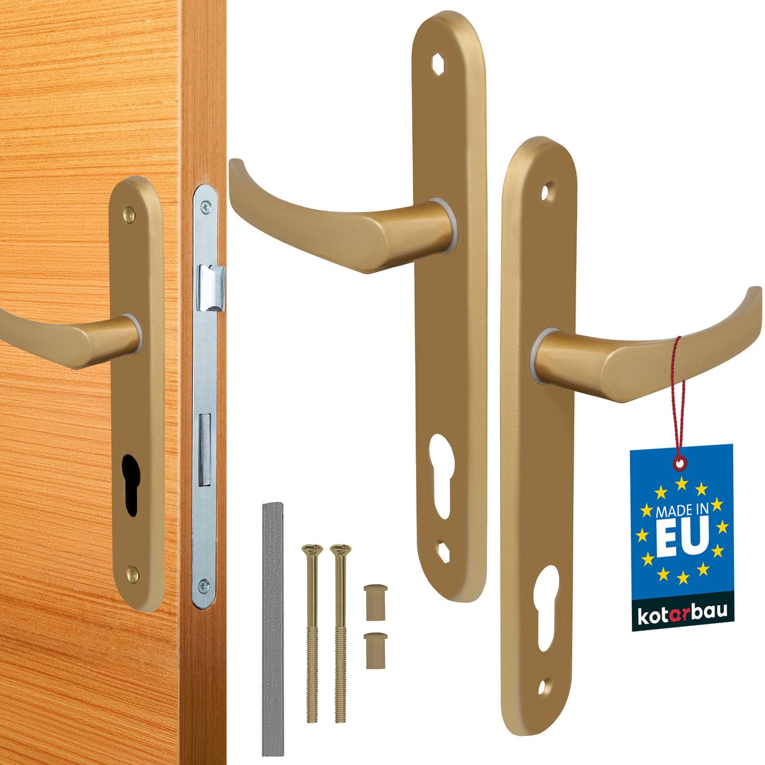 KOTARBAU poignée de Porte 90 mm Gauche Droite pour Cylindre profilé doré Ensemble de Porte ferrure de Porte poignée de Porte poignée de Porte Ensemble de poignées poignée de Porte en Aluminium