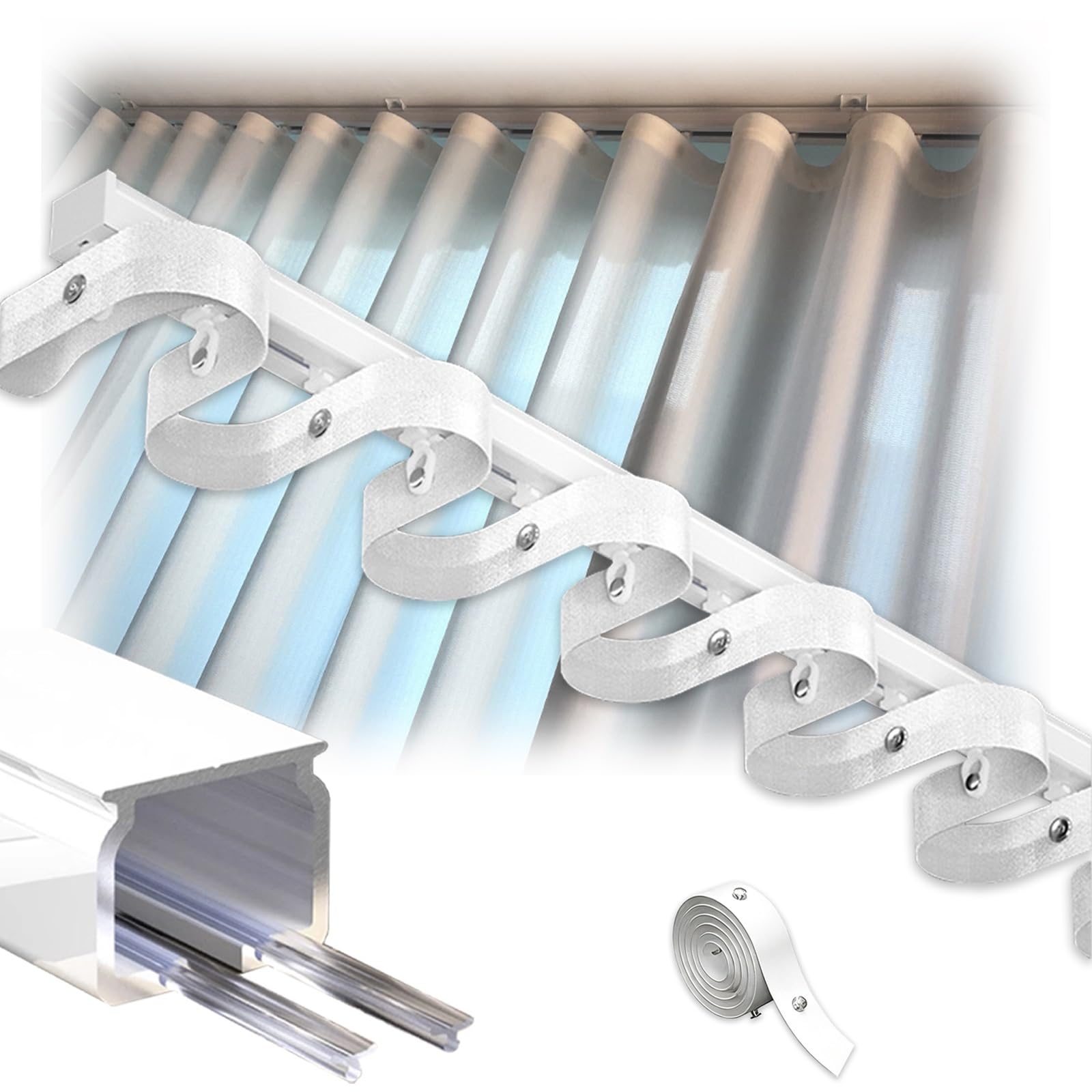 Aluminiowy system rozdzielacza przesuwnego 1 ścieżek do samochodów kempingowych 5,5 m (18 stóp) montaż sufitowy i ścienny biała trakerpentyna design oszczędność miejsca rozwiązanie