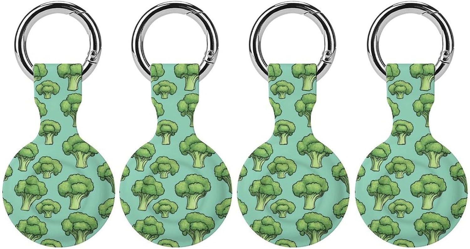 Broccoli Pattern Funny Cover Compatible with AirTag Case Protector GPS Tracker Holder with Keychain