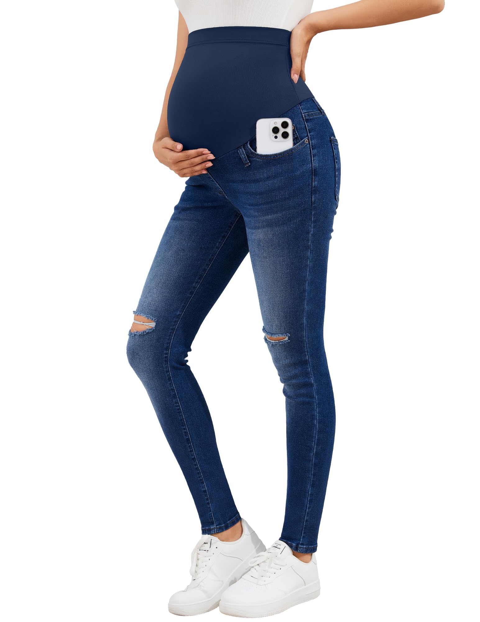 PACBREEZE Women's Maternity Jeans Over Belly Skinny Stretchy Denim Pants Comfy Slim Pregnancy Pants