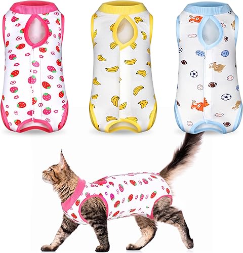 Miniatura 6 de Traje de recuperación de 3 piezas para gatos, traje de recuperación de gatito, alternativa de cuello electrónico para gatos y perros, traje de