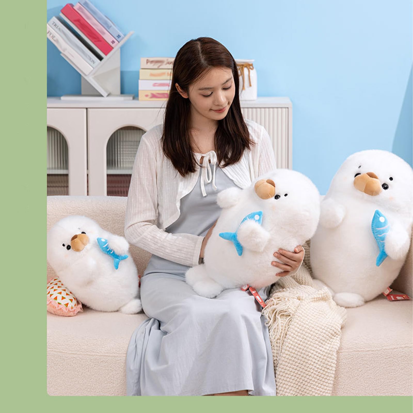 Robben Kuscheltier, 35/45/55cm Plüschtier, Stofftier Plüsch Puppe Plüschtiere, Geschenk für Jungen Mädchen (55CM)