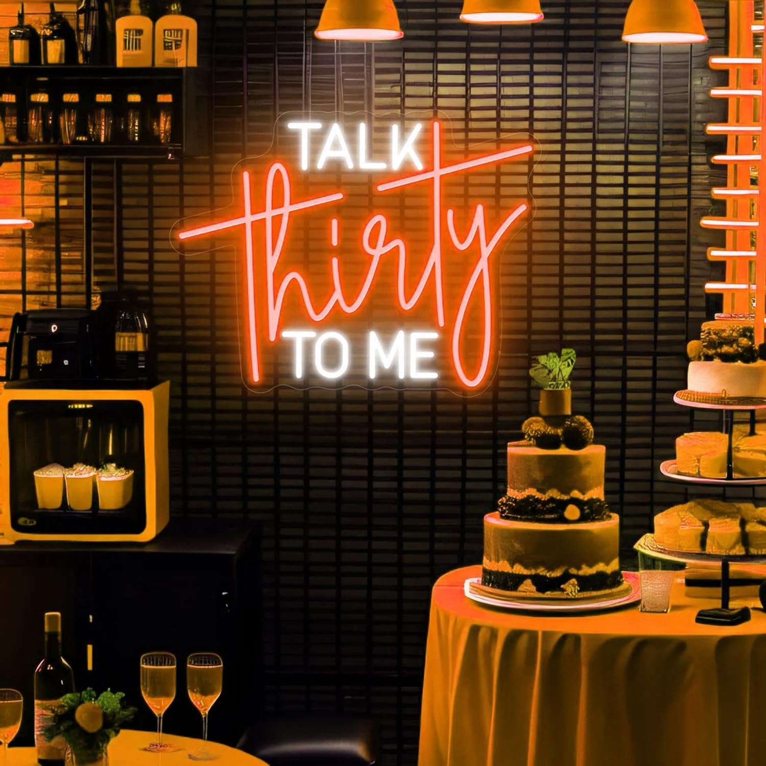 Talk Thirty To Me Neon Sign，30th Birthday Decorations，30th Birthday Decorations 30th Birthday Neon Signs Thirty Birthday Gifts For Him Her USB Neon Sign for Birthday Anniversary