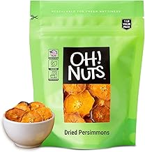 Oh! Nuts Dried Persimmons - Dehydrated Fruit - No Sugar Added - 1 lb Bag - Persimmon Slices - Dried Persimmons for Snacking & Baking