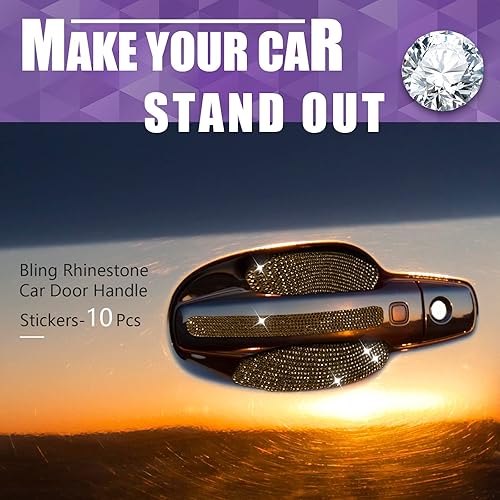 Miniatura 7 de Frienda 10 piezas de accesorios brillantes de automóvil para mujeres, protector de manija de puerta de automóvil, fundas para manijas de puerta para