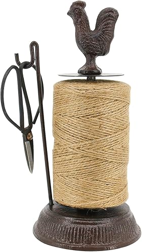 WerkWeit Juego de soporte de cordel dispensador de cordeles de carnicero con tijera de hierro fundido cordeles de yute natural y soporte para