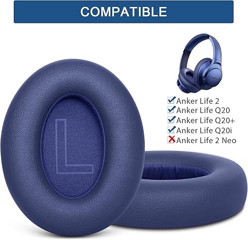 Miniatura 9 de Almohadillas Q20 para auriculares Anker Soundcore, Life Q20 Almohadillas de repuesto con piel de piel de proteína y espuma viscoelástica