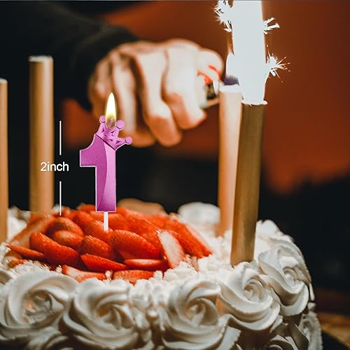 Miniatura 19 de Blue Number 4 Birthday Cake Candle, 3D Shape Crown Birthday Number Candle, 4th Birthday Party Blue Theme Cake Topper Decorations (Blue 4)