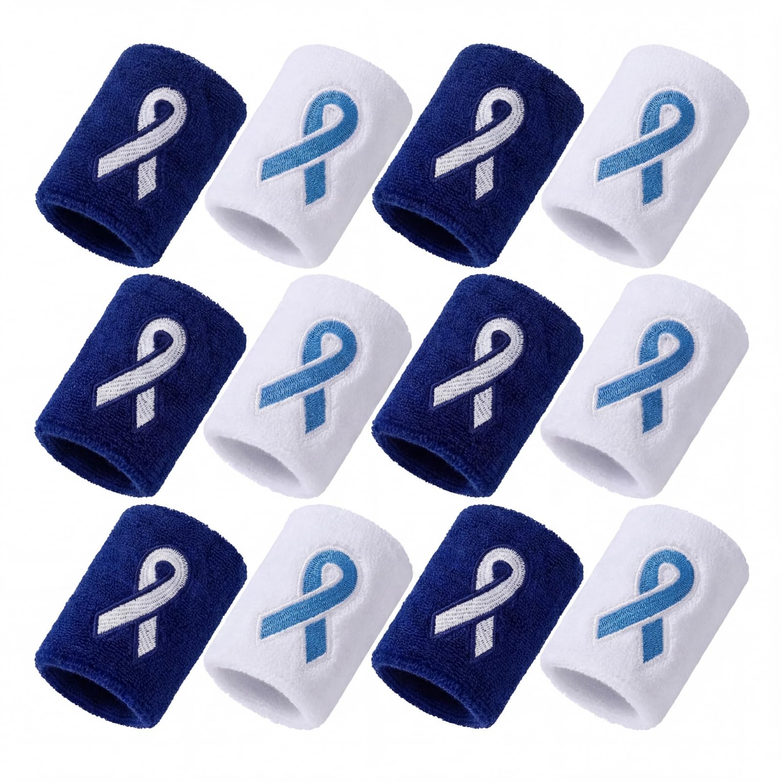 Ramede Prostate Cancer Awareness Sweatband Bulk Blue Ribbon Wristbands