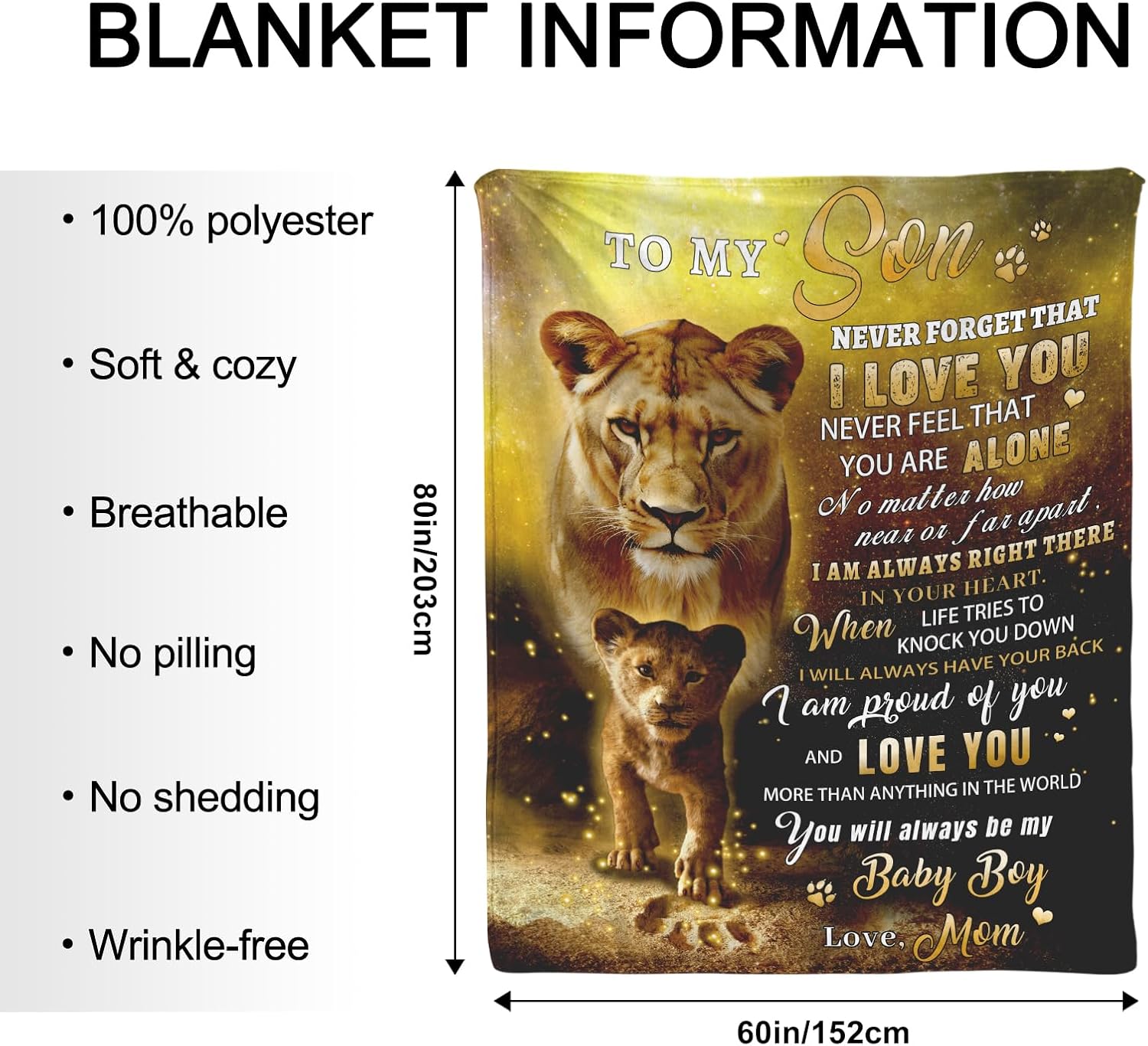 Son Gifts from Mom, to My Son Blanket from Mom, Christmas Birthday Gift for Sons from Moms - Flannel Throws Blankets 60"x 80"