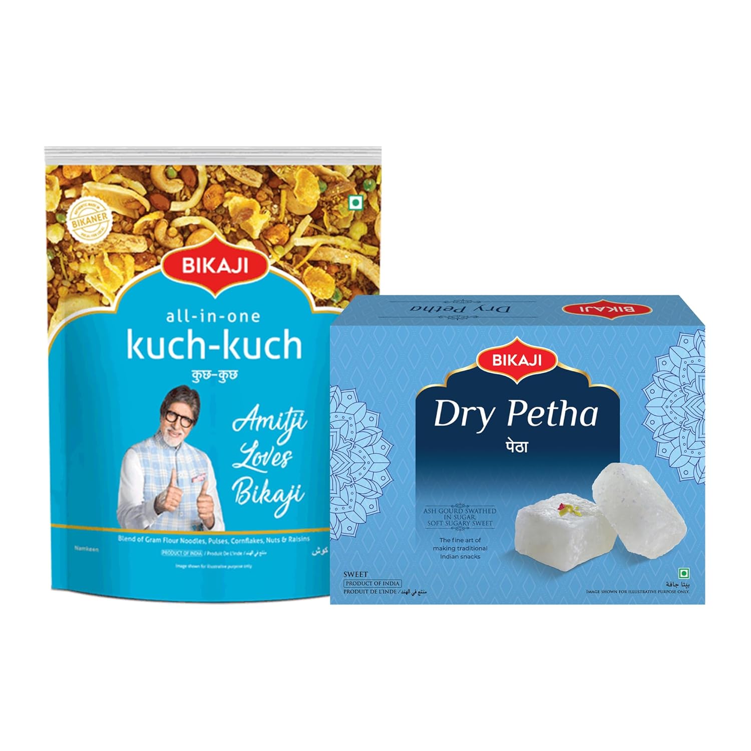 Bikaji Dry Petha 350g & All In One Kuch Kuch 1Kg Combo | Ready to Eat Indian Namkeen | Crunchy Bar Snack, Tea-Time Munchies & Party Mix | Authentic Munching Pack for Sharing & Everyday Snacking