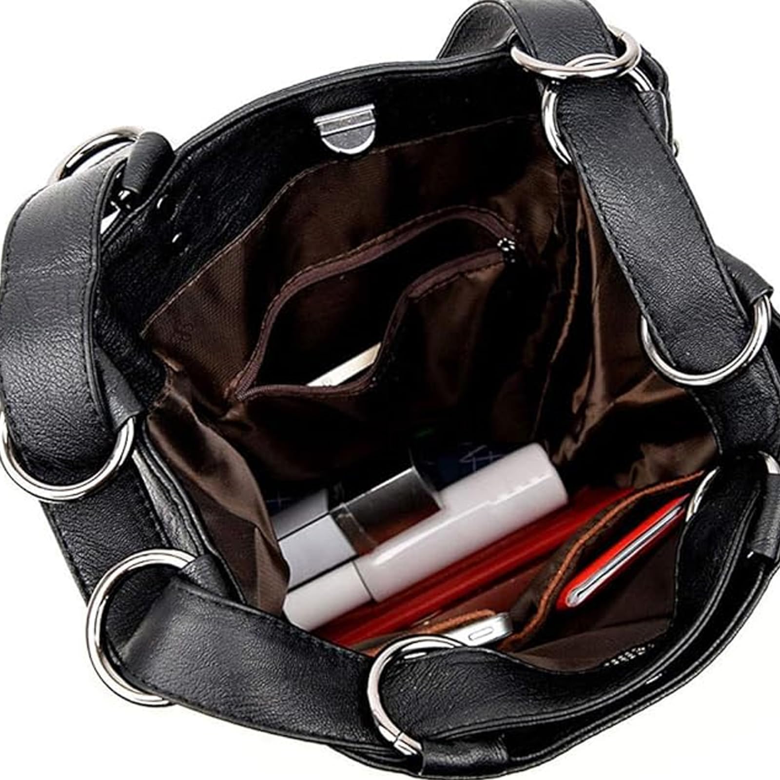 DEERWORD Donna Borse a Zaino Borsa a Zainetto Elegante Tracolla Zaini Firmate Marca Zainetti Antifurto PU pelle 6462 1 pz Nero V6