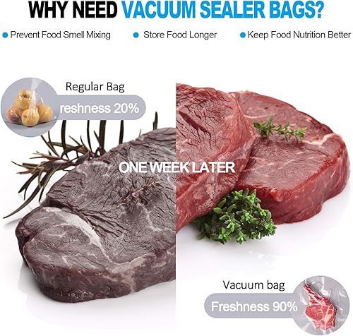 Miniatura 5 de CANLENPK - Bolsas de sellado al vacío de 4 x 8 pulgadas3.9x7.9 in, pequeña bolsa selladora de almacenamiento de alimentos precortada, sello de
