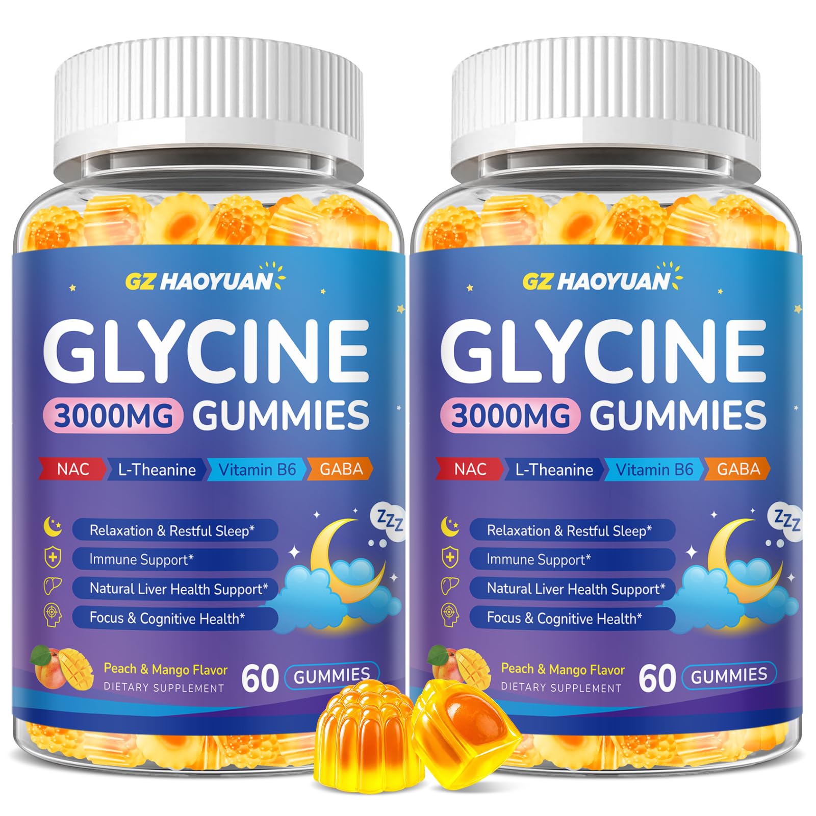 Glycine Gummies, Glycine 3g Supplements with NAC, L-Theanine, GABA, for Sleep, Relax, Nerve & Brain Support, Sugar Free, Vegan, Strawberr Flavor, 60 Cts — Amazon image 12