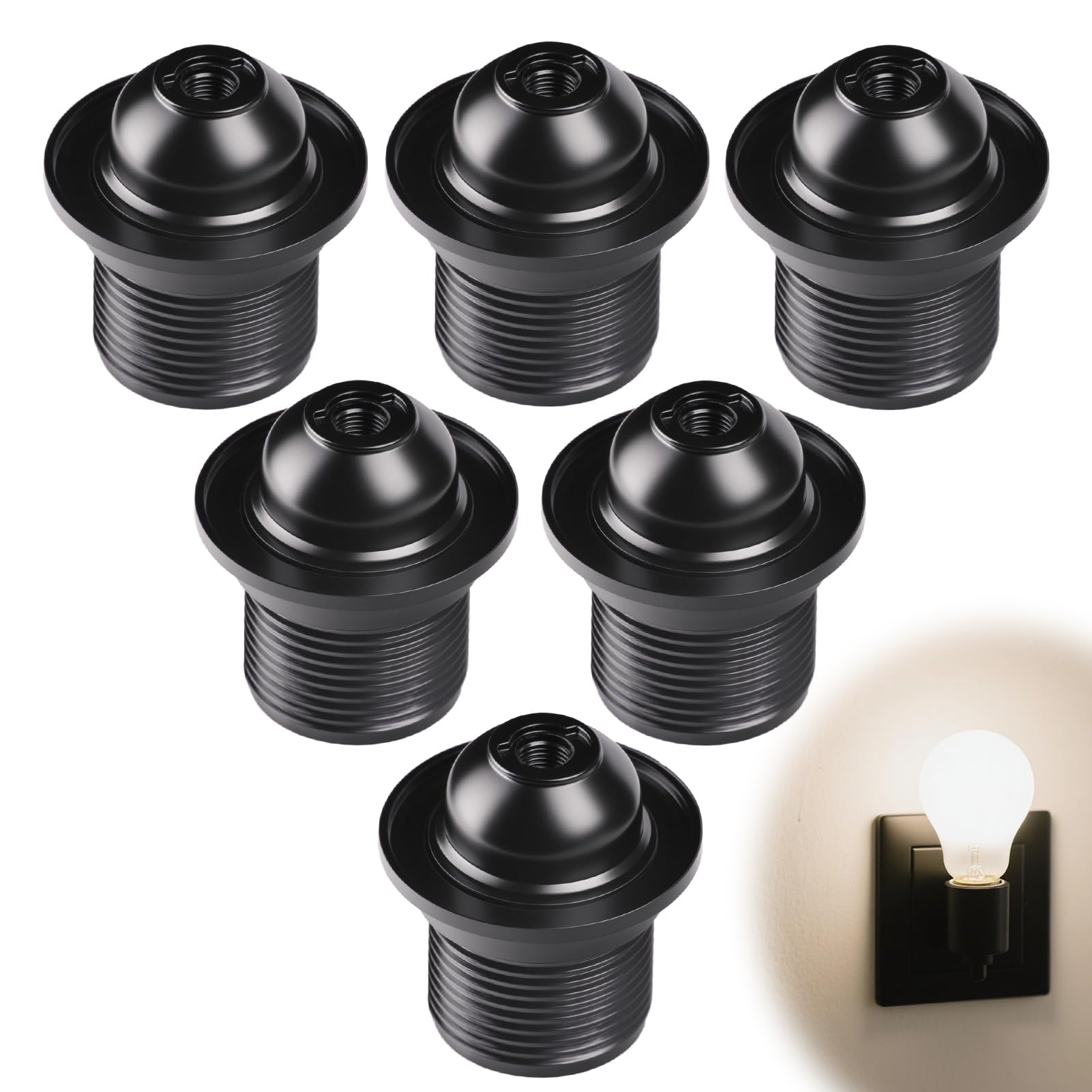 Eddrfy E27 Lamp Holder Black Compatible with Vintage Pendant Lights