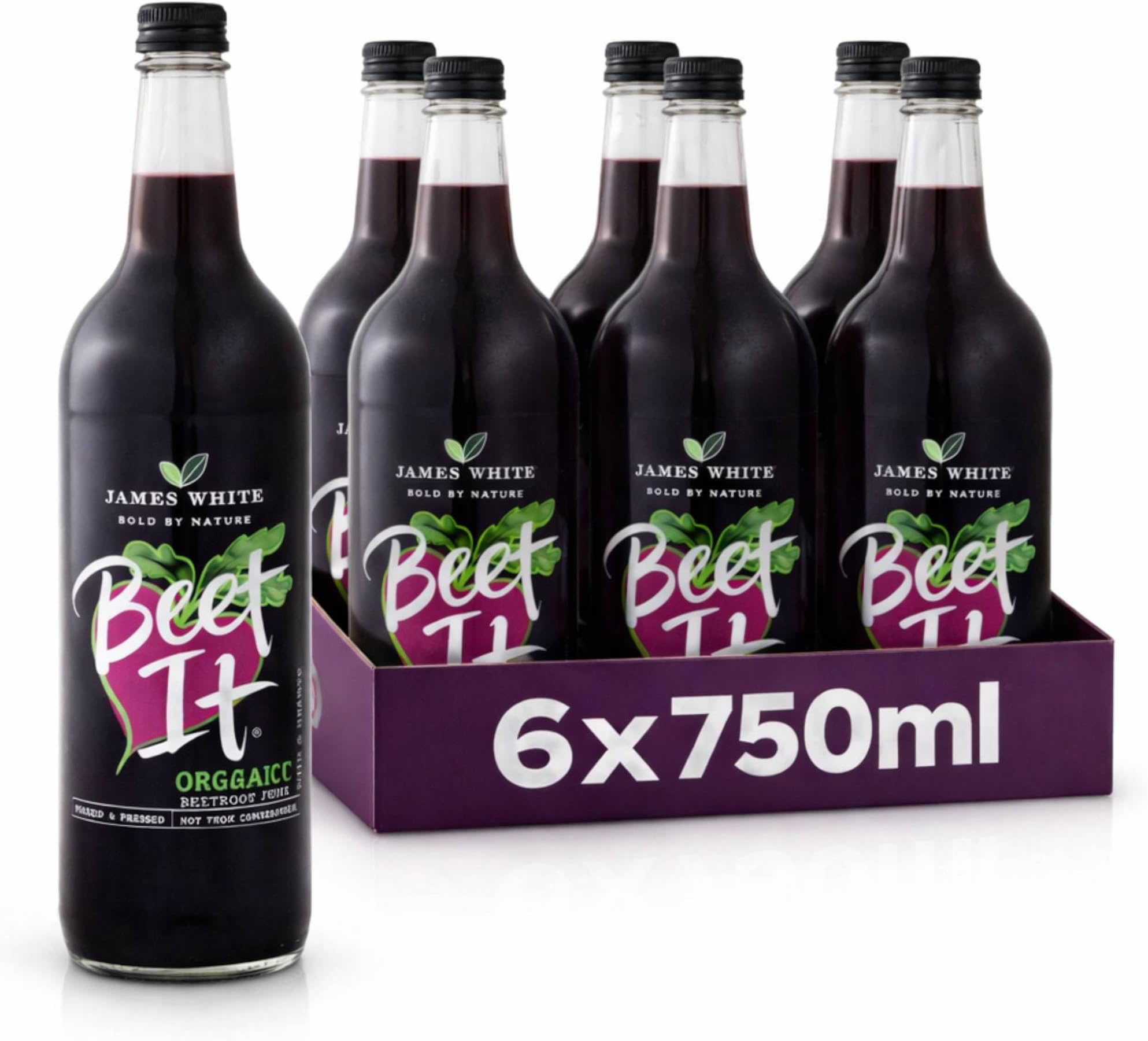 Beet It Organic Beetroot Juice 750ml Bottles - Vegan - Picked and Pressed - No Added Sugar (Pack of 6)