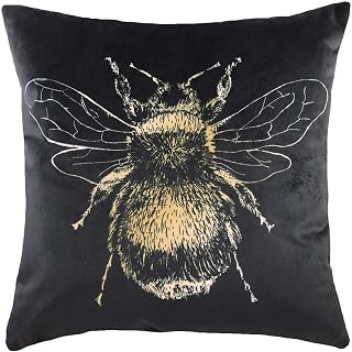 Evans Lichfield Gold Bee Cushion Cover, Black, 43 x 43cm
