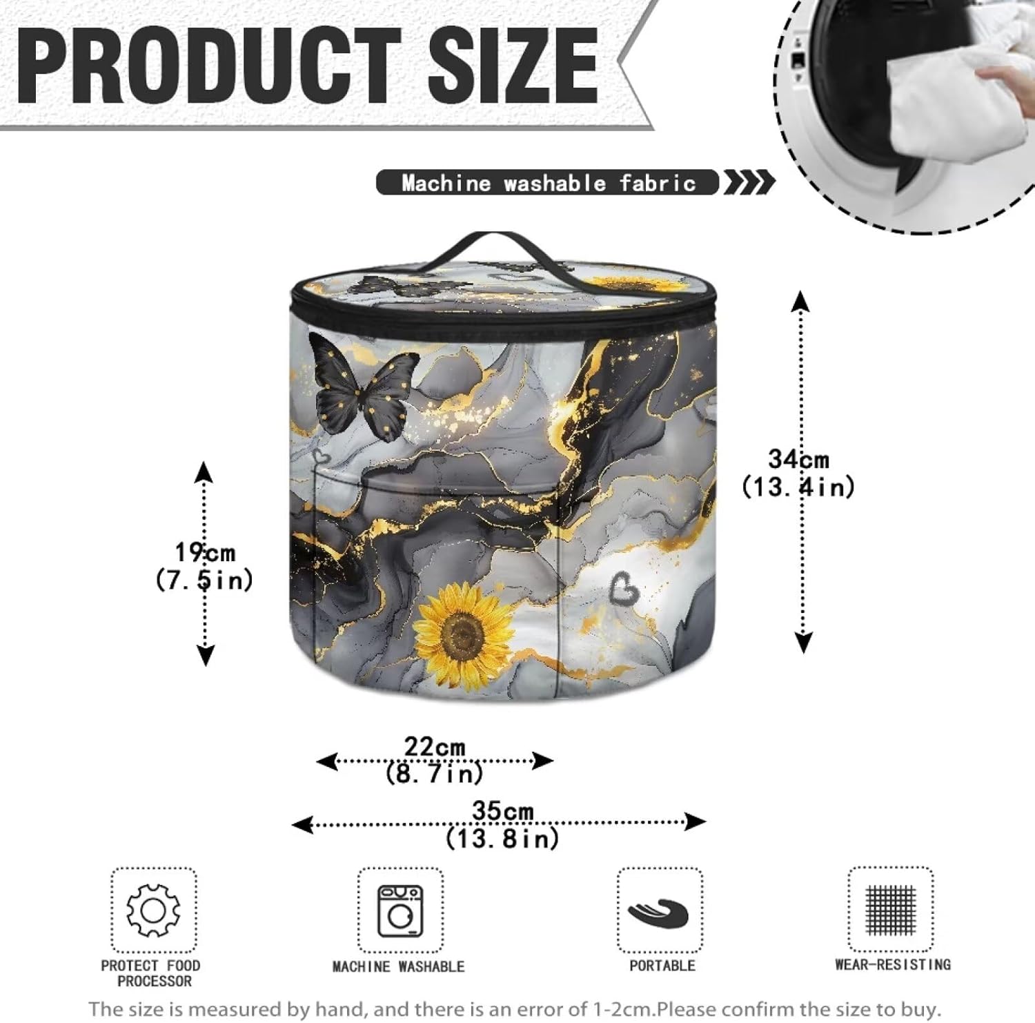 Butterfly Marble Pressure Cooker Cover Soft Fabric Kitchen Appliance Dust Cover for Round Electric Pressure Cooker Rice Cooker Dustproof Protective Covers Air Fryer Carry Bag Zipper