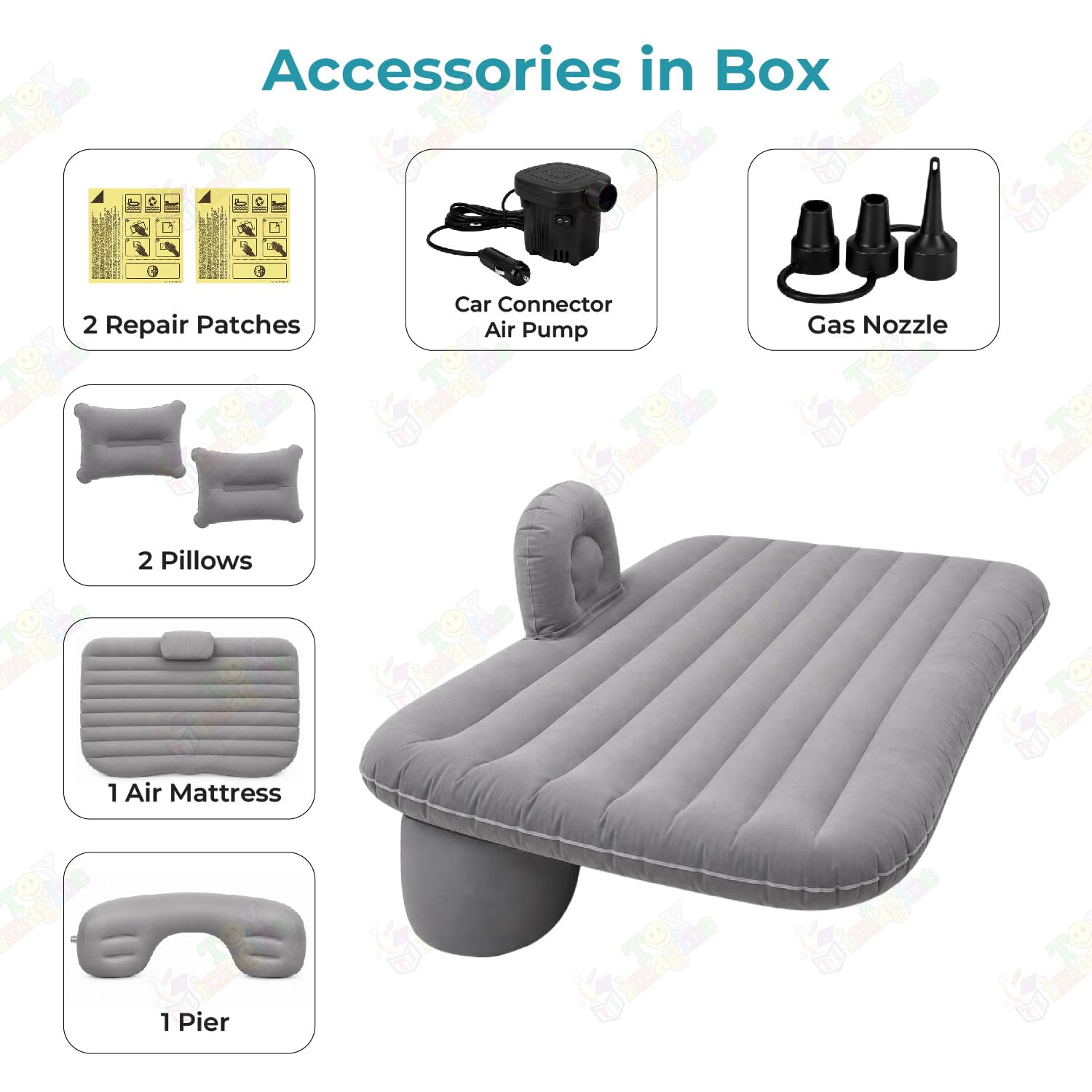 Inflatable Car Bed - Kids Travel Bed with Pump -3