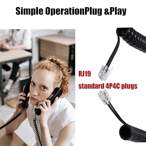 Miniatura 6 de TOYAYAYO Cable para teléfono celular, paquete de 5 unidades de 6.5 pies sin enrollar1 pie en espiral para teléfono fijo cable 4P4C, accesorio de