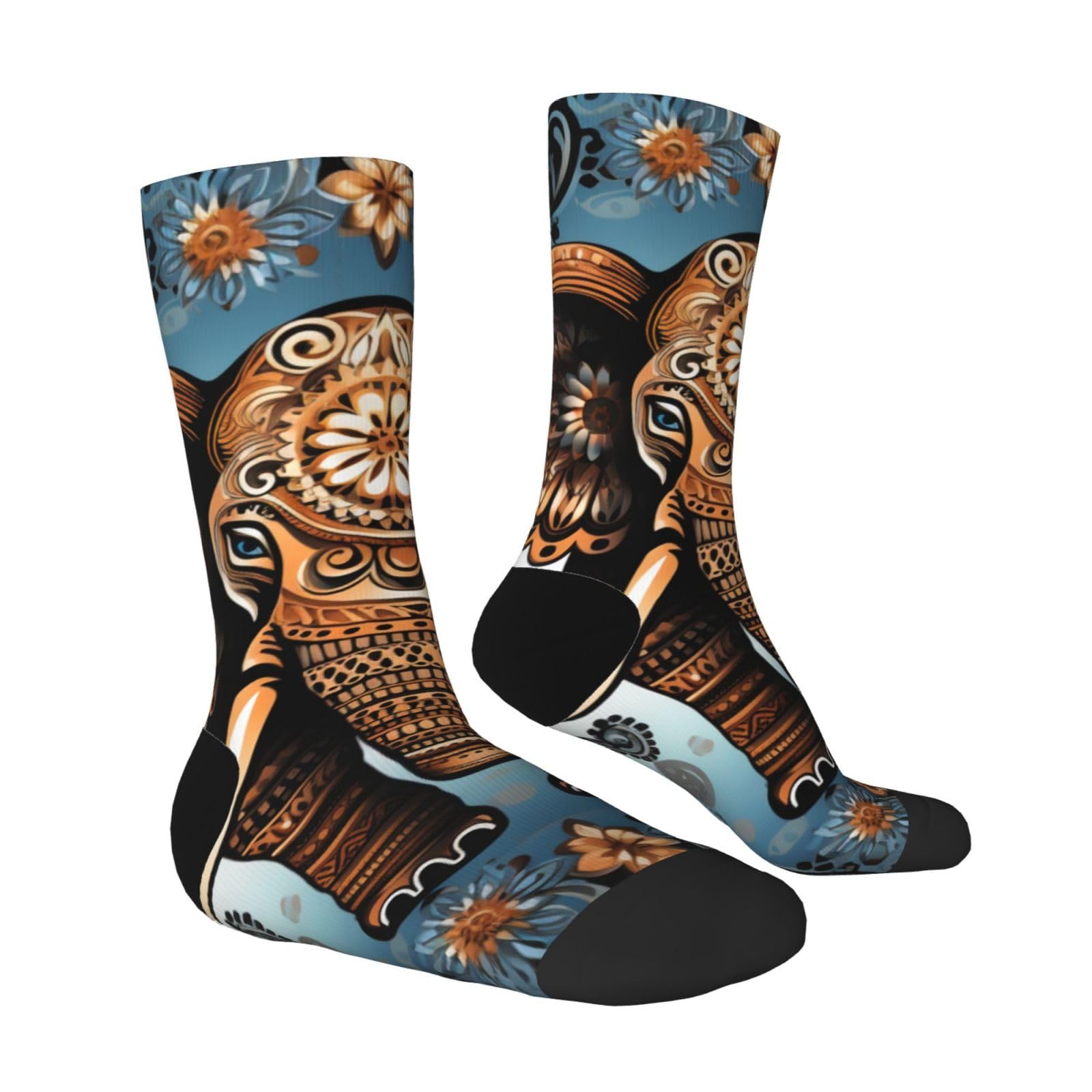 LZQPOEAS Elephant Pattern Athletic Socks Unisex Cushioned Crew Socks Hiking Running Calf Sock Soft Above Ankle Sock