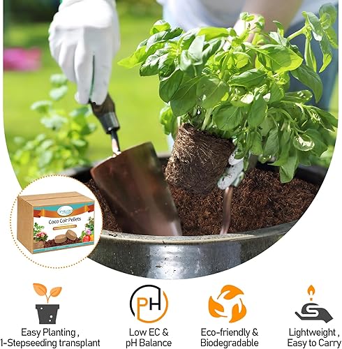 Miniatura 39 de Legigo 100 pellets de fibra de coco orgánico de 1.575 in para plantas, tierra comprimida de fibra de coco, pellets de fibra de coco para plantar