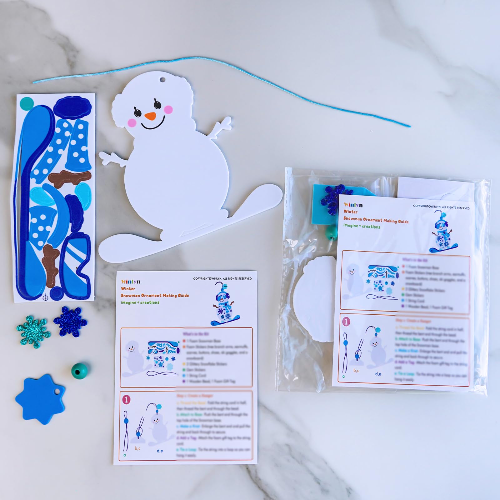 Winlyn 24 set di kit di artigianato natalizio artigianato invernale fai da te vacanze pupazzo di neve ornamenti decorazioni pupazzo di neve adesivi in schiuma festivi arti e mestieri di Natale per