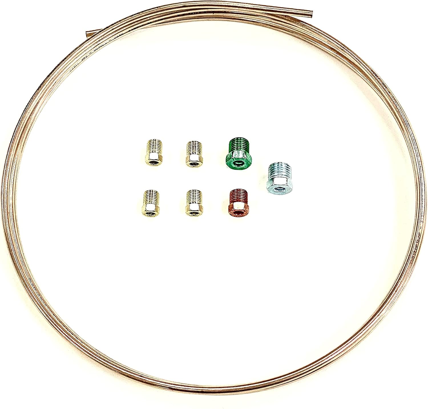 The Stop Shop 25 Feet of 3/16 Inch (4.75 mm) Copper Nickel Brake Line (.028" Wall Thickness) with Fittings