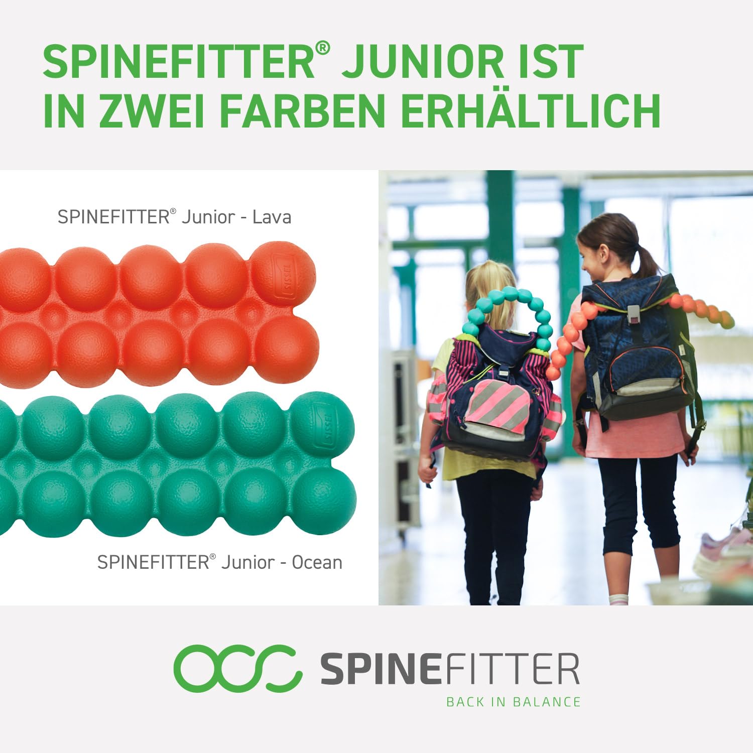 SISSEL® SPINEFITTER® Junior Ocean | Rückendehner für Kinder & Jugendliche | Rückenretter für Haltung | Wirbelsäulenstrecker | Rückenstrecker Gerät für Reha & Therapie | Rückentrainer | 16 Kugelpaare