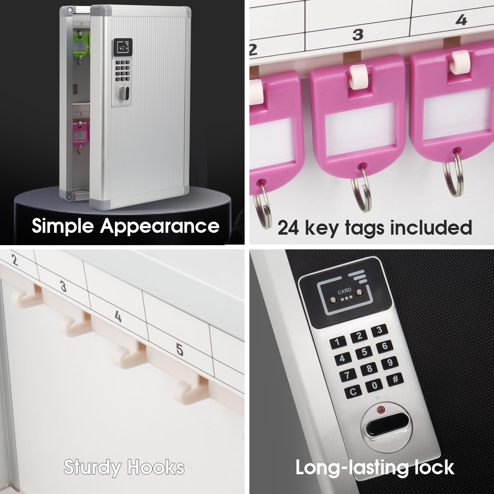 24 Key Holder Box Wall Mount Key Lock Box With Code - 24 Slot Key ...