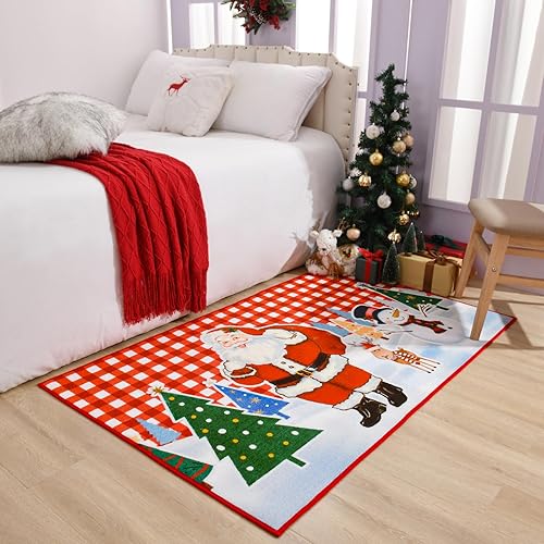 Miniatura 6 de Alfombra de Navidad antideslizante para sala de estar, alfombras de Navidad decorativas, alfombras de Navidad lavables para interiores para