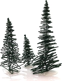 Department 56 Accessory Frosted Zig Zag Trees Set of 3, Polyresin, Snow Village Christmas, Collectible Building Accessories, 52507