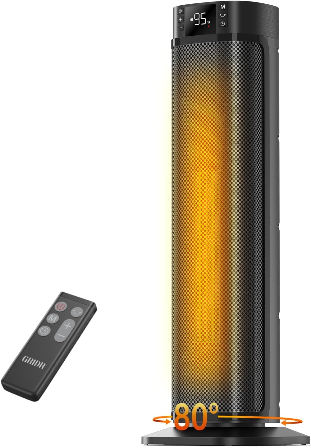 Space Heater, 24" Electric Heaters for Indoor Use, 1500W PTC Ceramic Heater for Office with Remote, Thermostat, 3 Modes, 35dB Quiet, 12H Timer Portable Heater for Bedroom Home Large Rooms