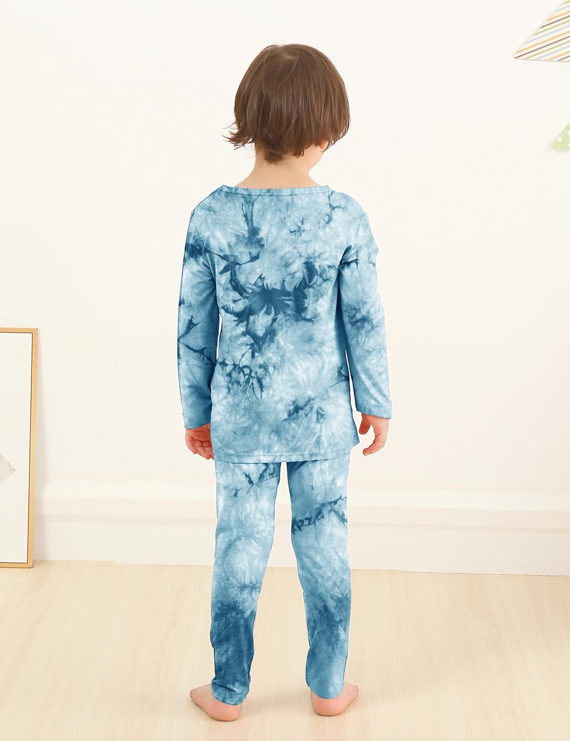 Jimonda Kids Toddler Soft Rayon From Bamboo Pajamas Long Sleeve Boys Girls Sleepwear Outdoor 4pcs Set Tops&Pants Tie Dye Pj - Image 4