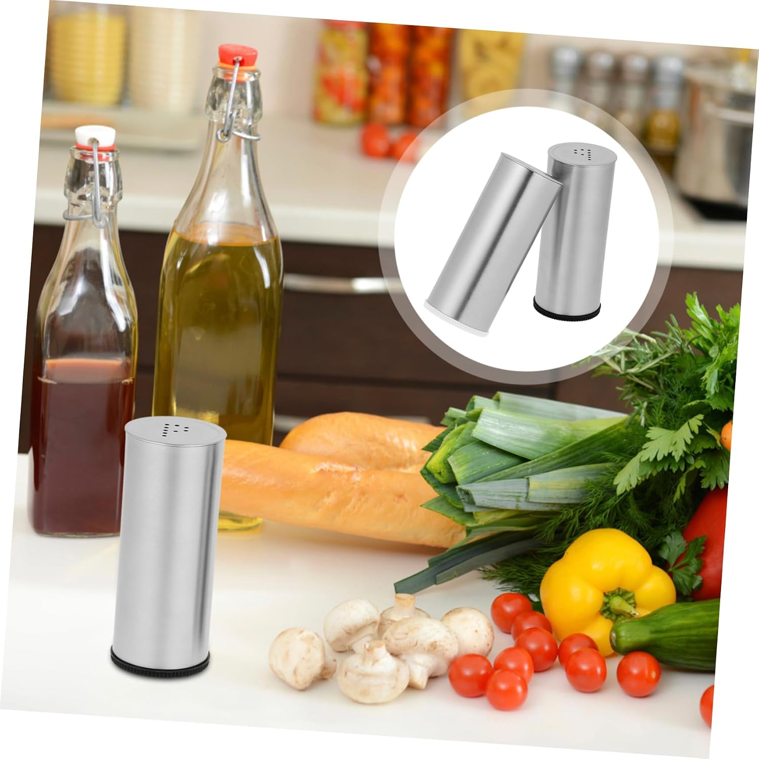 2 Pcs Stainless Steel Pepper Shaker Set with Precise Control